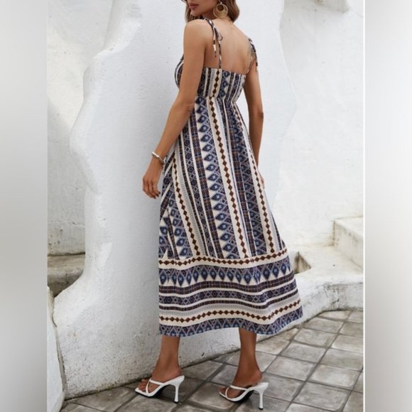 Boho Print Ruffle Hem Cami Dress - Picture 2 of 6